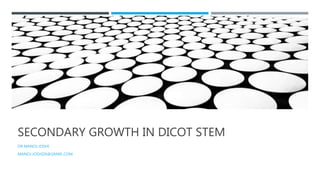 SECONDARY GROWTH IN DICOT STEM
DR MANOJ JOSHI
MANOJ.JOSHI26@GMAIL.COM
 