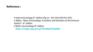 • kuby Immunology 6th
edition (Pg no : 441-444,449,451-455).
• Abbas :“Basic Immunology: Functions and Disorders of the Immune
System”- 6th
edition
• Roitt’s Immunology 8th
edition
https://images.app.goo.gl/z9ehzBpVYrEqfXjk9
Reference :
 