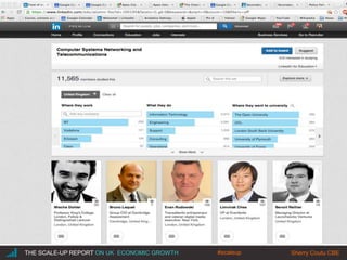|THE SCALE-UP REPORT ON UK ECONOMIC GROWTH Sherry Coutu CBE
Closing The Scale-Up Gap:
Schools
• Do you use linkedin to help your students explore the careers made
possible by a passion for mathematics?
#scaleup
 