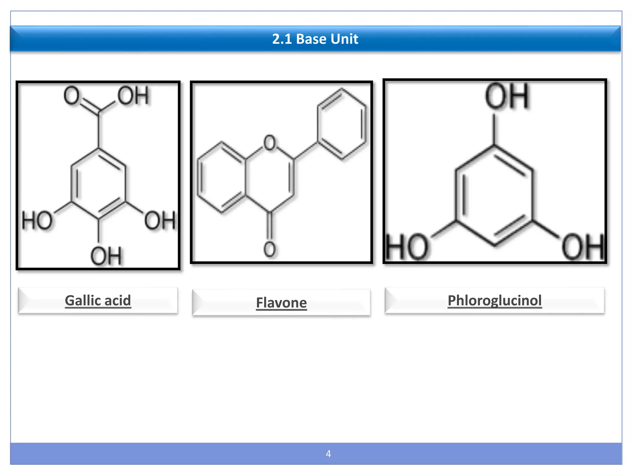 4
2.1 Base Unit
Gallic acid Flavone Phloroglucinol
 