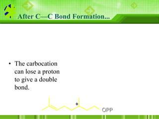 After C—C Bond Formation...
+
OPP
OPP
• The carbocatio
n can lose a pro
ton to give a do
uble bond.
H–
+
 