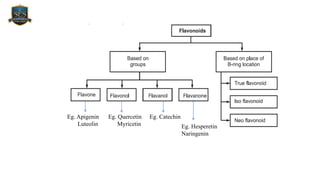 Eg. Apigenin
Luteolin
Eg. Quercetin
Myricetin
Eg. Catechin
Eg. Hesperetin
Naringenin
 