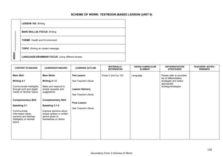 scheme of work English form 2