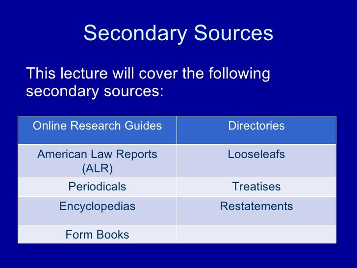Legal Secondary Sources Presentation