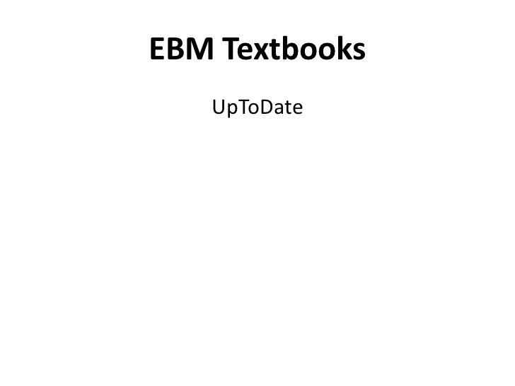 Using Secondary Sources For Evidence Based Clinical Practice