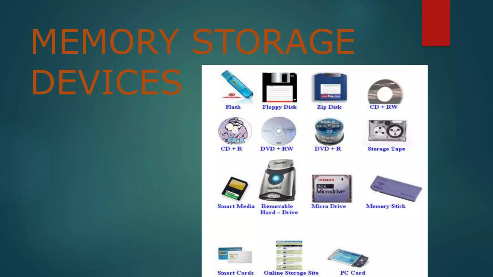 MEMORY STORAGE 
DEVICES 
 