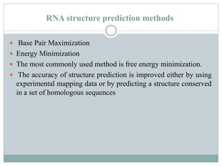 Secondary structure of rna and its predicting elements | PPTX