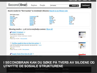 I SECONDBRAIN KAN DU SØKE PÅ TVERS AV SILOENE OG UTNYTTE DE SOSIALE STRUKTURENE 