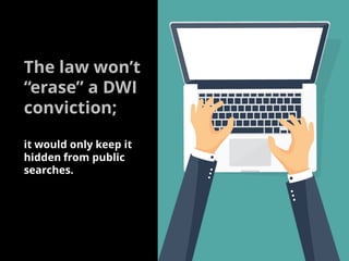 The law won’t
“erase” a DWI
conviction;
it would only keep it
hidden from public
searches.