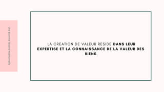 U
n
e
é
c
o
n
m
i
e
l
i
b
e
a
i
r
e
t
r
a
d
i
t
i
o
n
n
e
l
l
e
L A C R E A T I O N D E V A L E U R R E S I D E DANS LEUR
EXPERTISE ET LA CONNAISSANCE DE LA VALEUR DES
BIENS
 