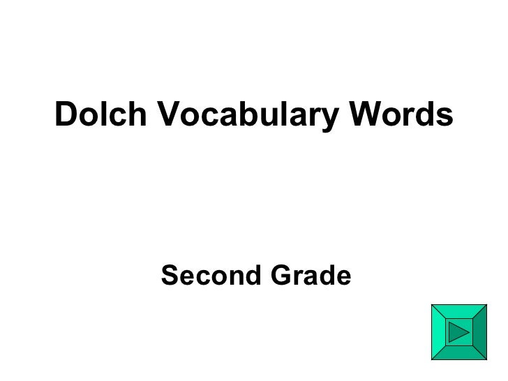 Second Grade Word List