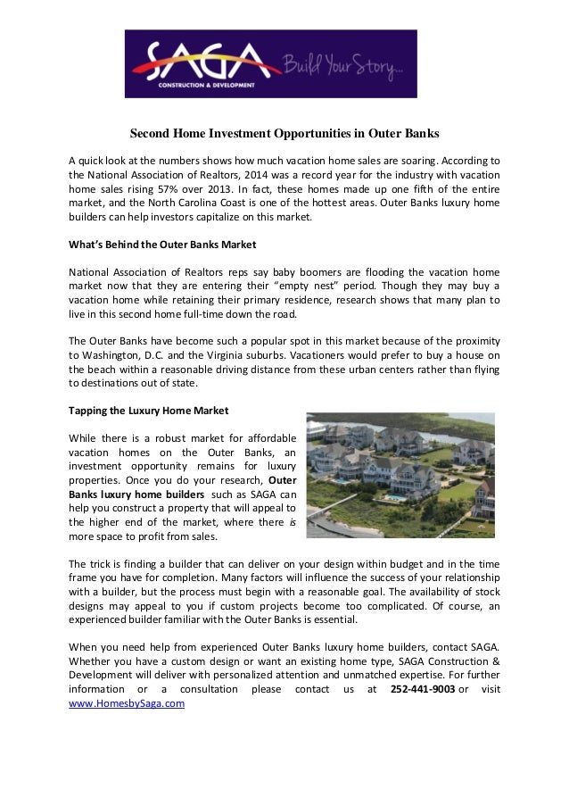 Second home investment opportunities in outer banks