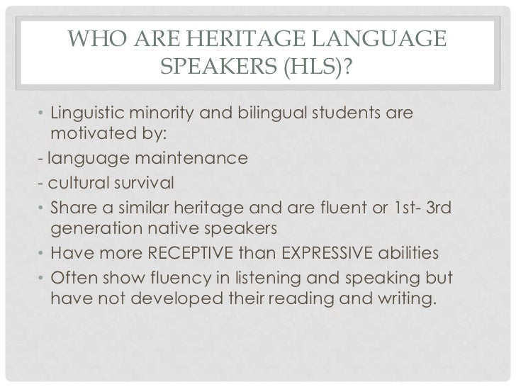 Second language acquisition and heritage language speakers