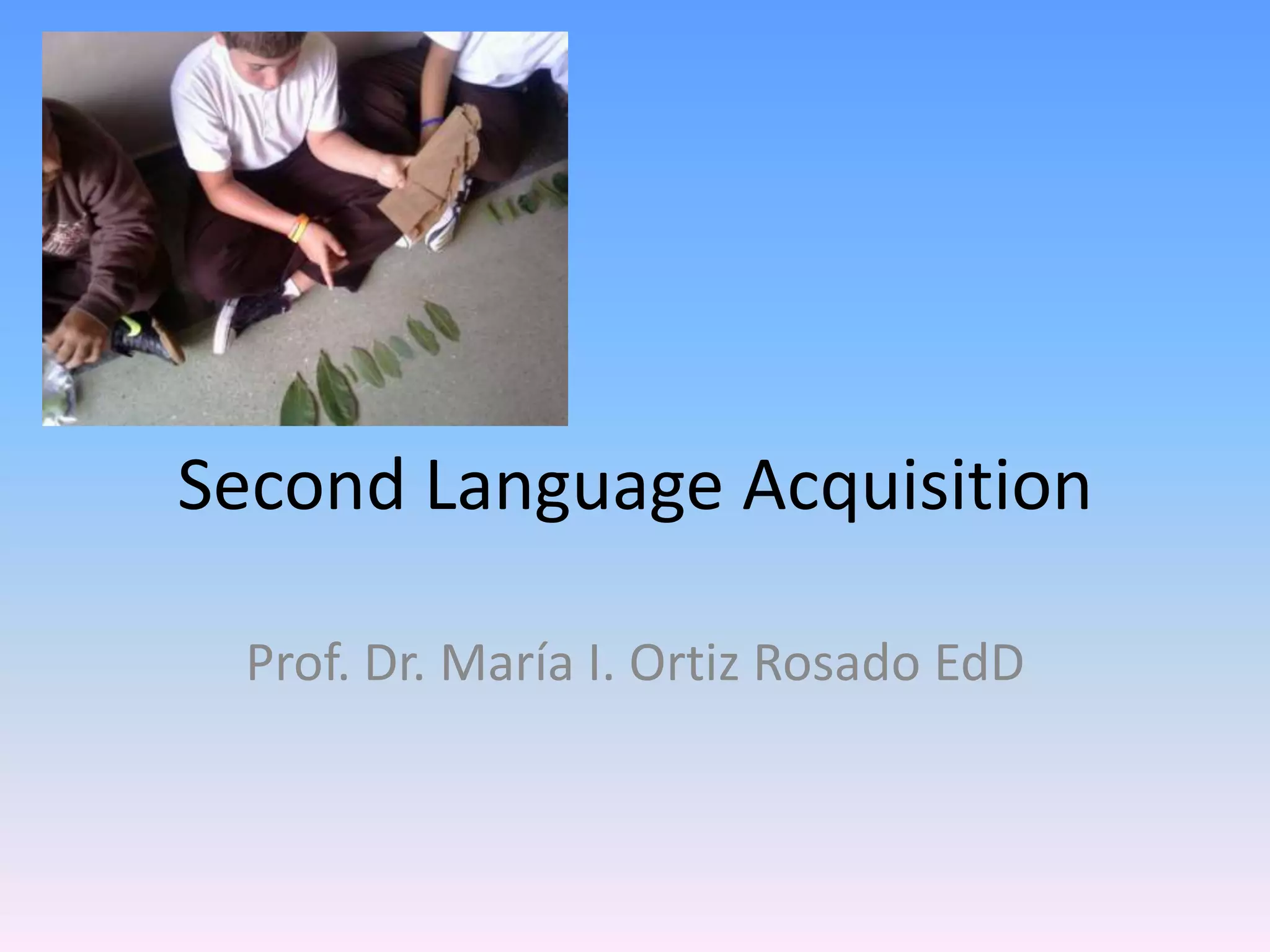 Second Language AcquisitionProf. Dr. María I. Ortiz Rosado EdD
