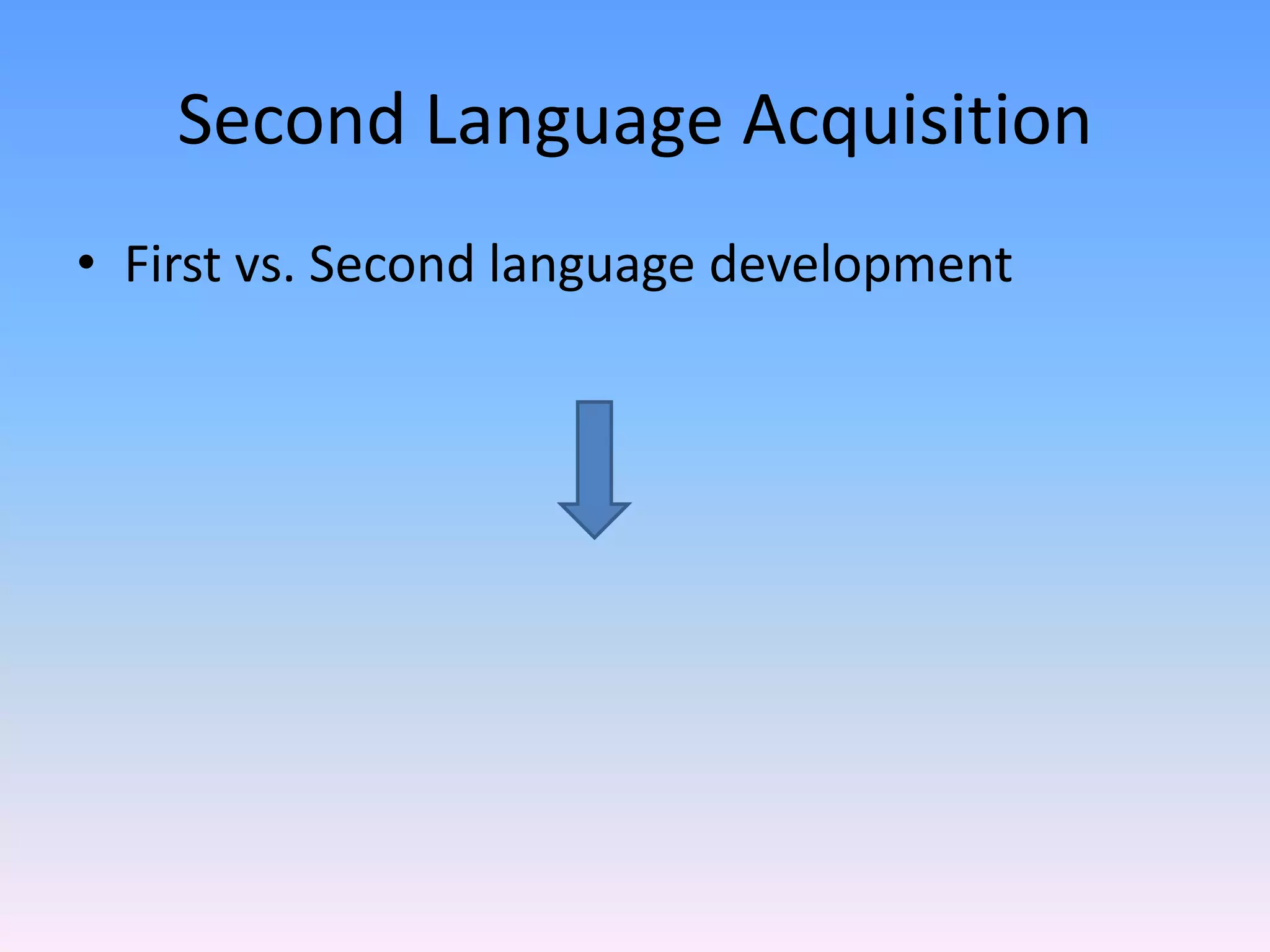 Second Language AcquisitionFirst vs. Second language development