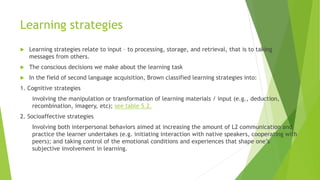 Second languange learning strategies | PPT