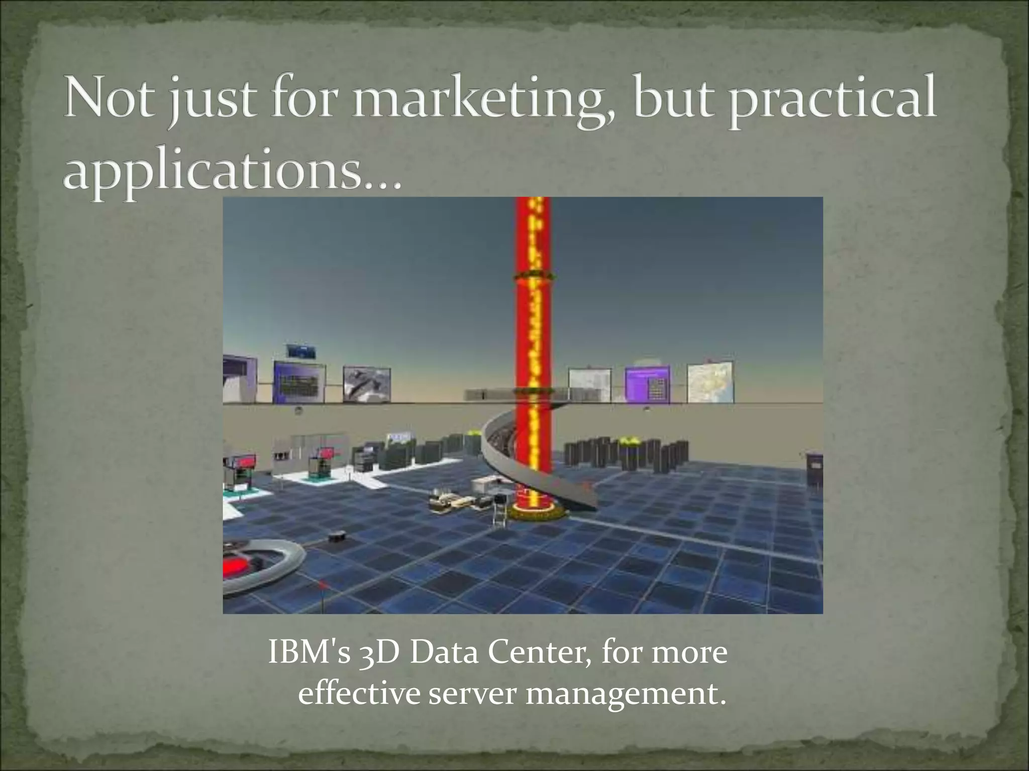 IBM's 3D Data Center, for more
effective server management.
 