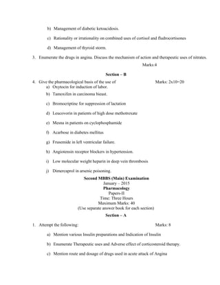 Second mbbs (main) examination questions | DOC