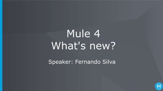 Mule 4
What's new?
Speaker: Fernando Silva
 