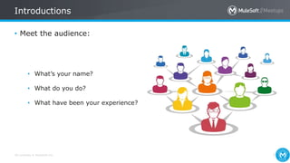 All contents © MuleSoft Inc.
Introductions
7
• Meet the audience:
• What’s your name?
• What do you do?
• What have been your experience?
 