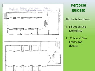 Percorso
1       guidato

    Pianta delle chiese:

    1. Chiesa di San
       Domenico

2   2. Chiesa di San
       Francesco
       d’Assisi
 