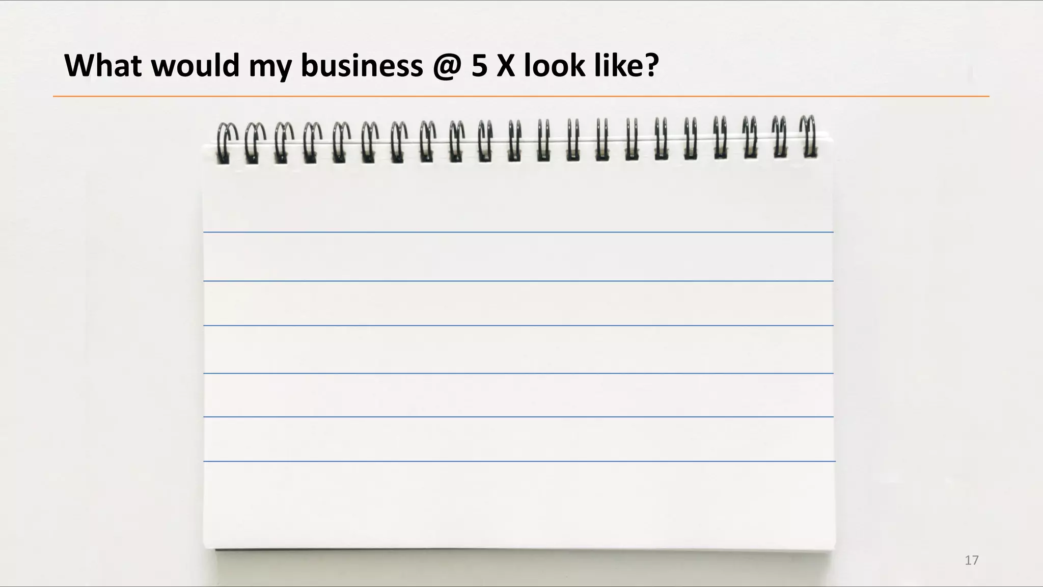 What would my business @ 5 X look like?
17
 