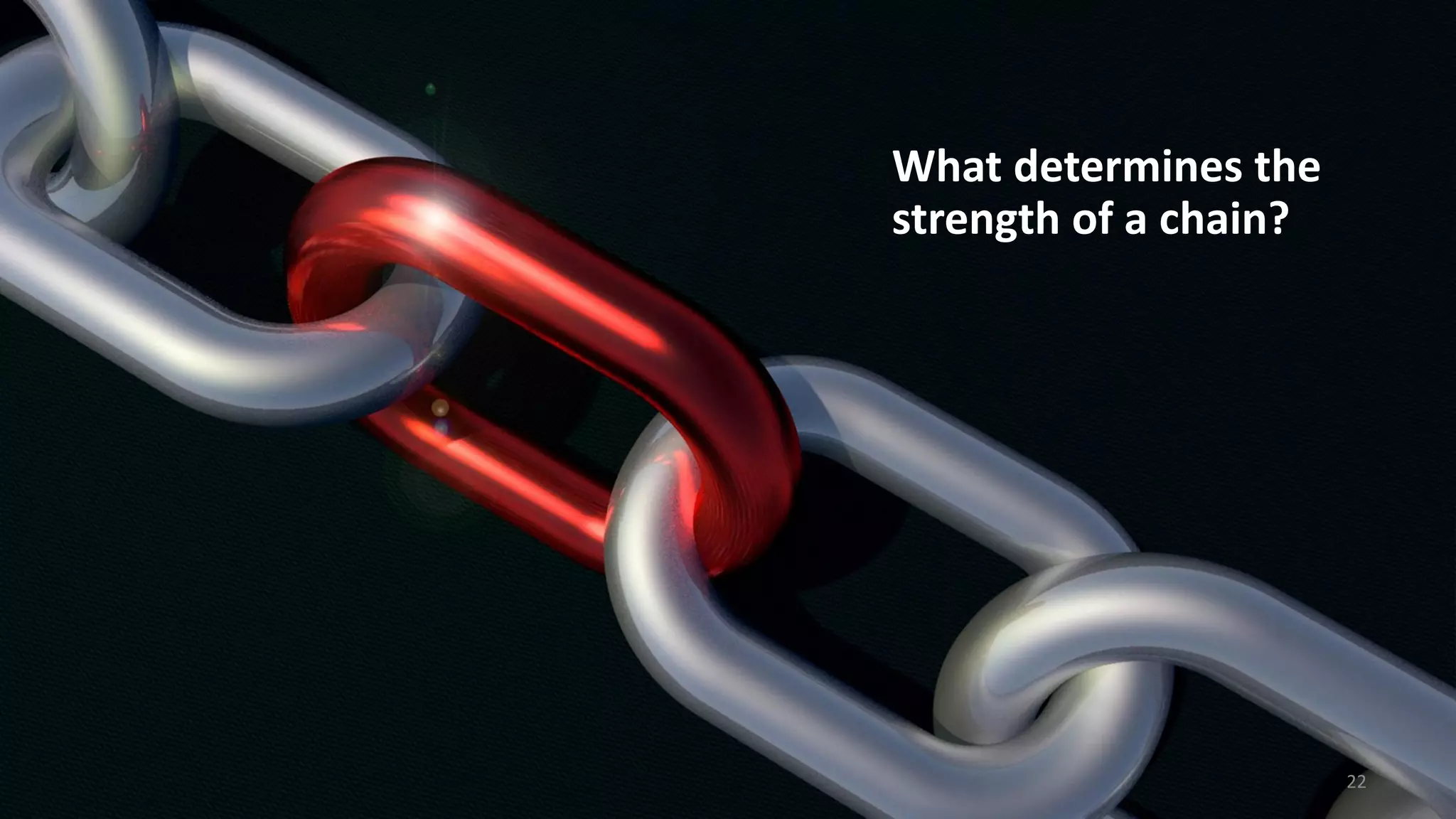 What determines the
strength of a chain?
22
 