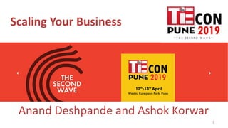 1
Scaling Your Business
Anand Deshpande and Ashok Korwar
 