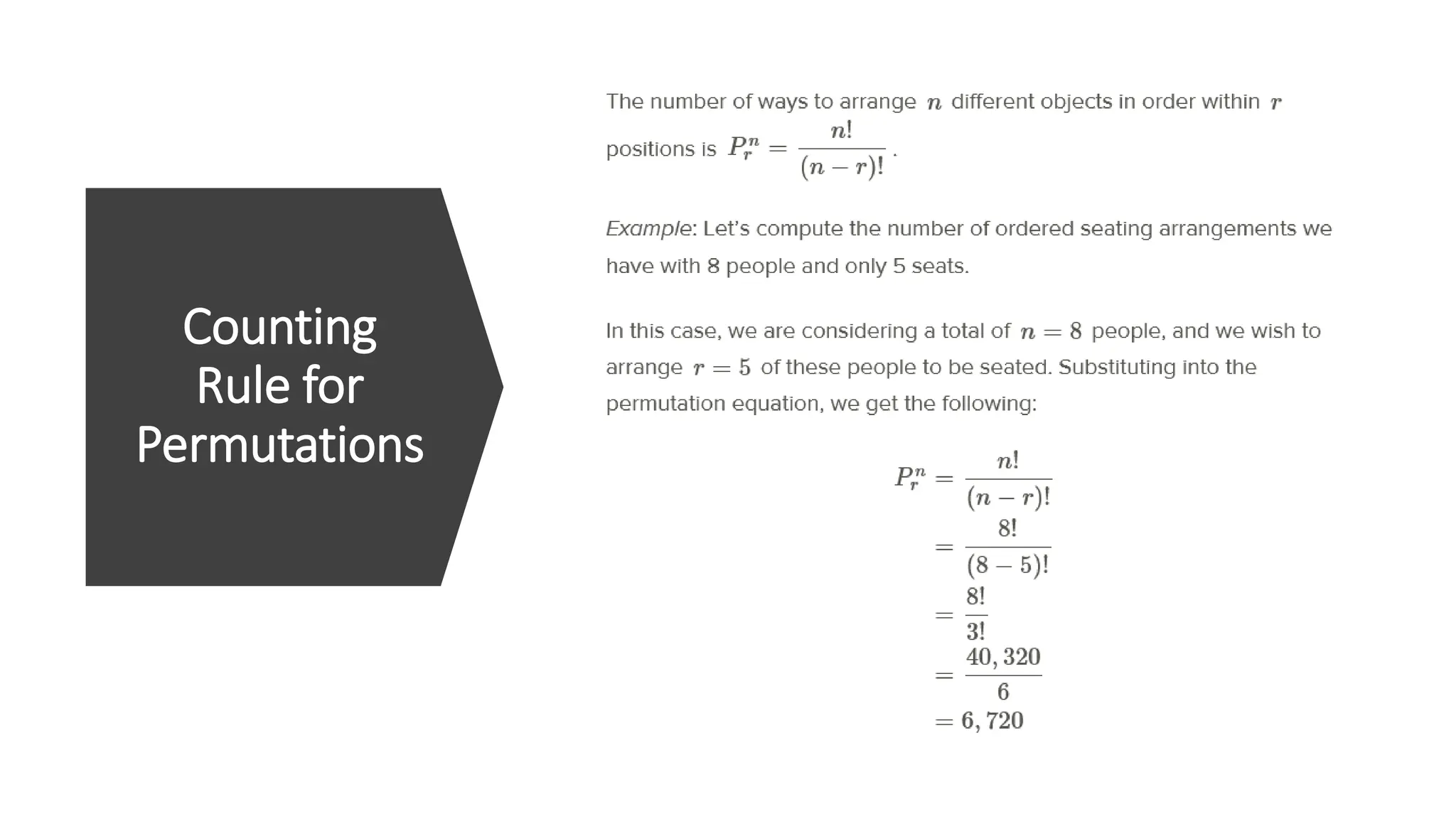 Counting
Rule for
Permutations
 