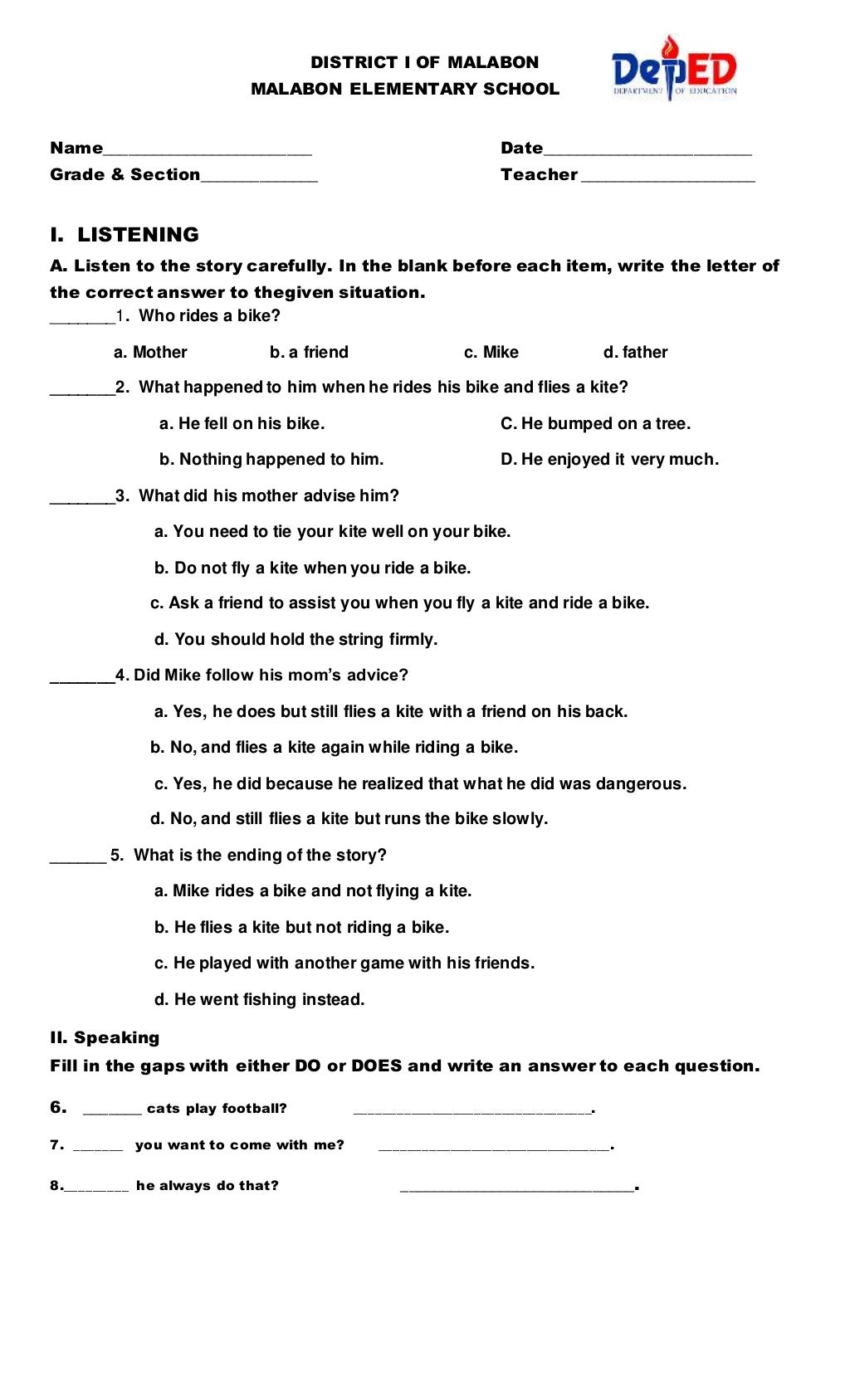 Periodical test with tos picture