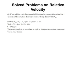 Solved Problems on Relative
Velocity
 