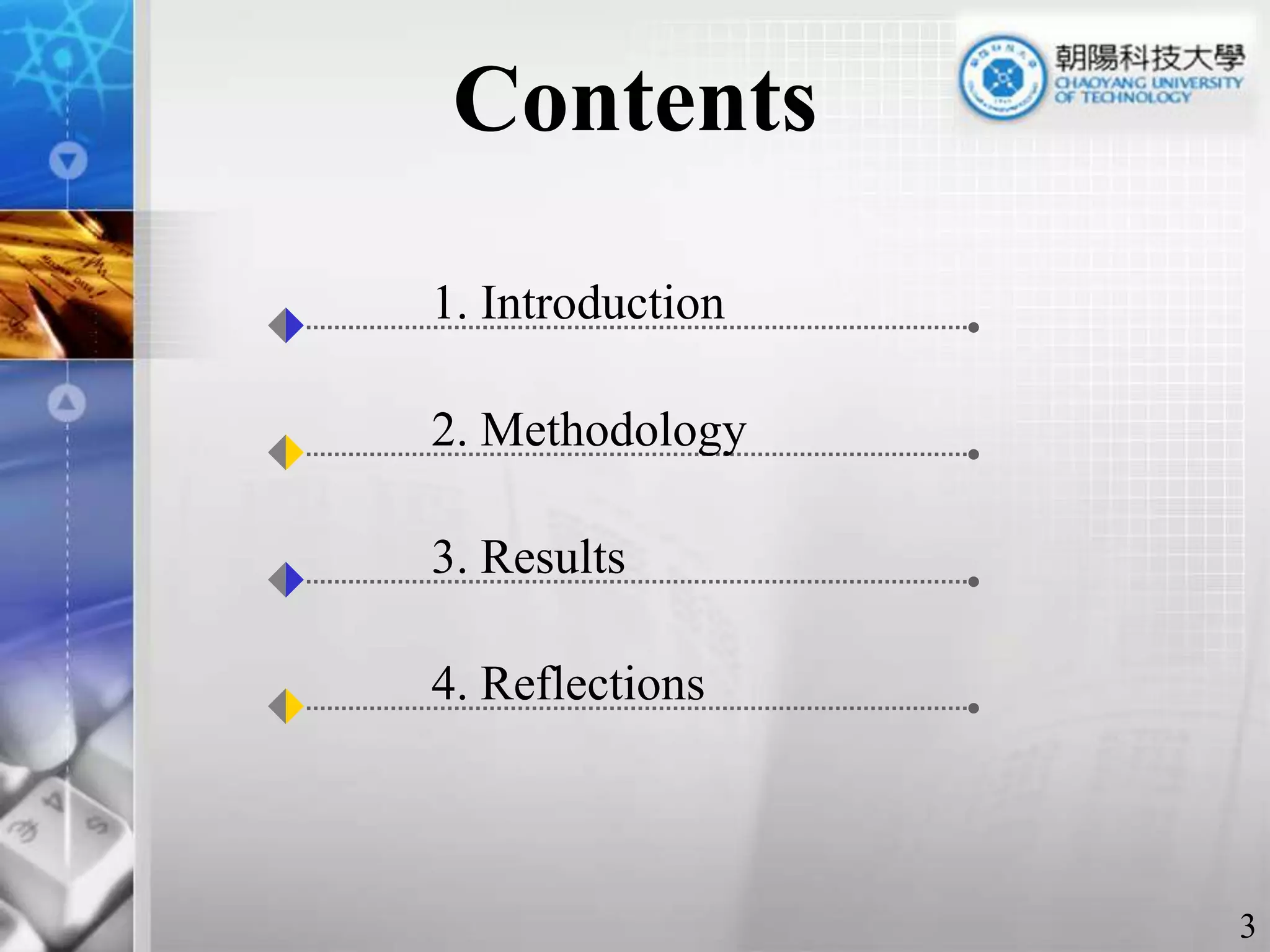 2. Methodology3. Results4. ReflectionsContents1. Introduction3