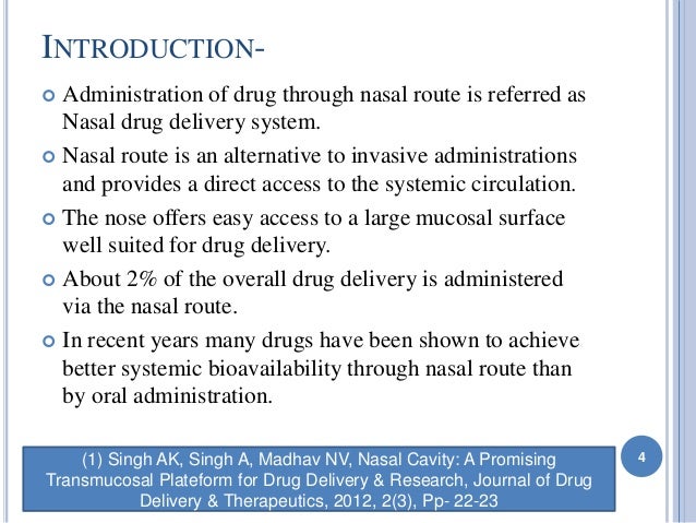 Nasal Drug Delivery System - Advantages Of Nasal Drug Delivery System