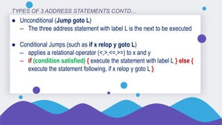 Three address code generation | PPTX | Programming Languages | Computing