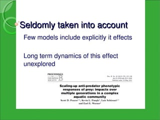 Seldomly taken into account
Few models include explicitly it effects

Long term dynamics of this effect 
unexplored
 