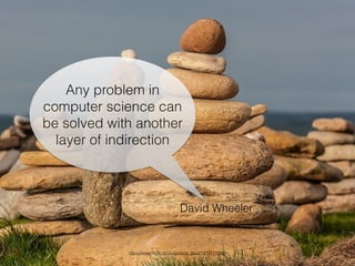 Any problem in 
computer science can 
be solved with another 
layer of indirection 
David Wheeler 
https://www.flickr.com/photos/pc_plod/14187378533 
 