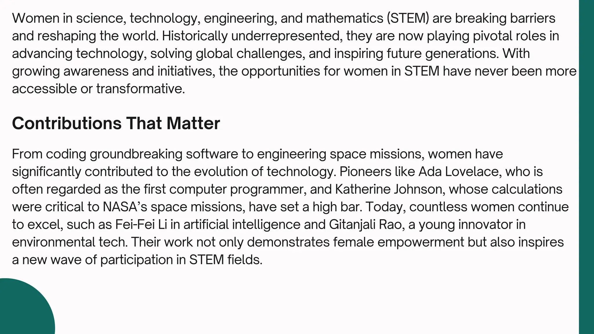 Women in STEM: Pioneering the Future of Technology | PDF