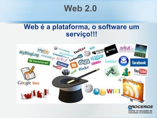 Web 2.0 Web é a plataforma, o software um serviço!!! 