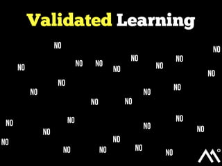 NO
NO
NO
NO
NO NO
NO
NO
NO
NO
NO
NO
NO
NO
NO
NO
NO
NO
NO
NO
NO NO
NO
NO
NO
NO
NO
NO
Validated Learning
 