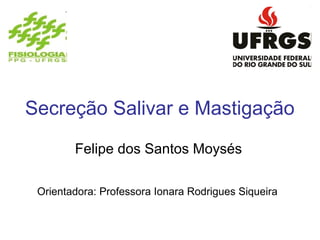Secreção Salivar e Mastigação
        Felipe dos Santos Moysés

 Orientadora: Professora Ionara Rodrigues Siqueira
 