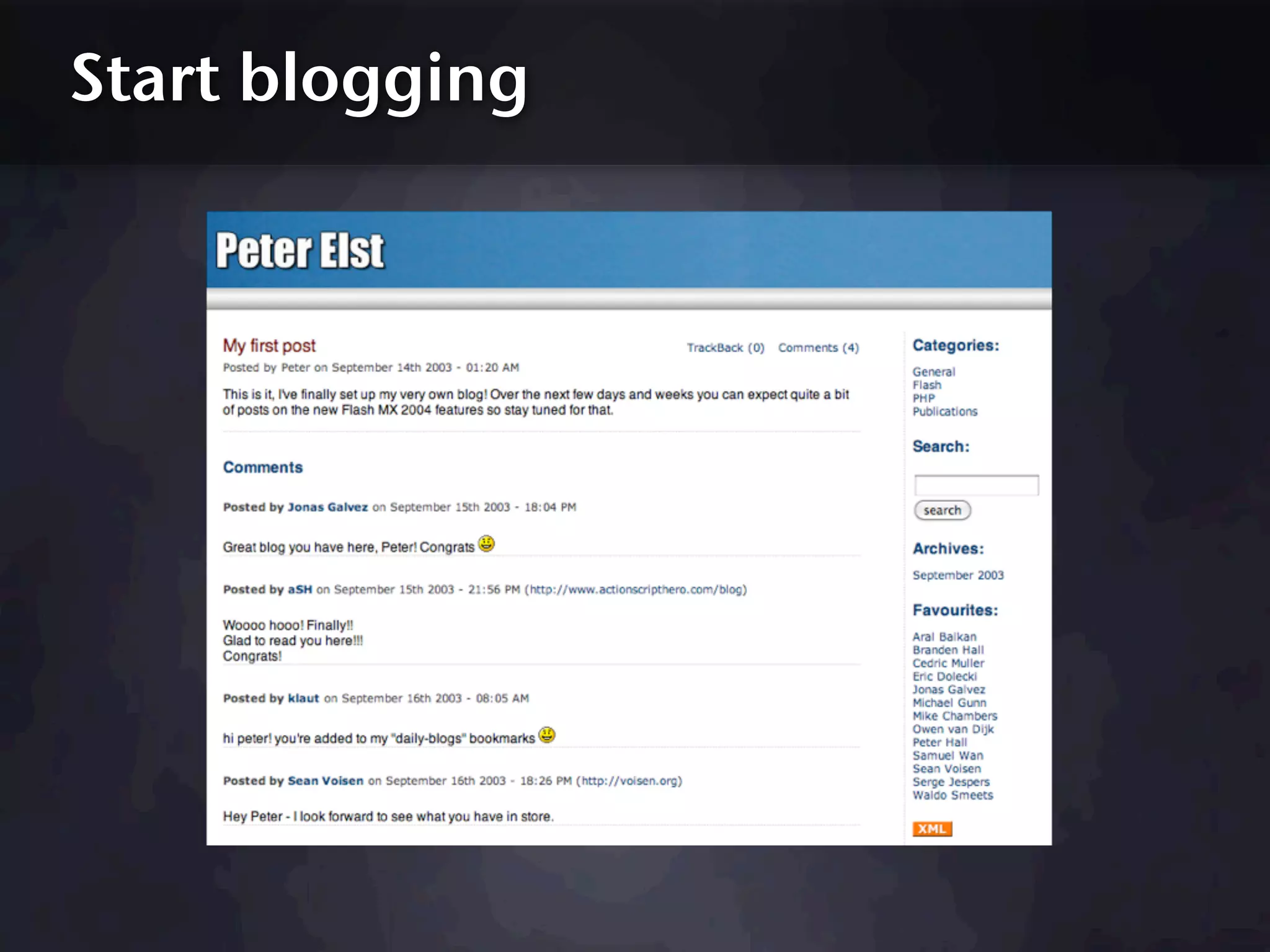 Start blogging
 