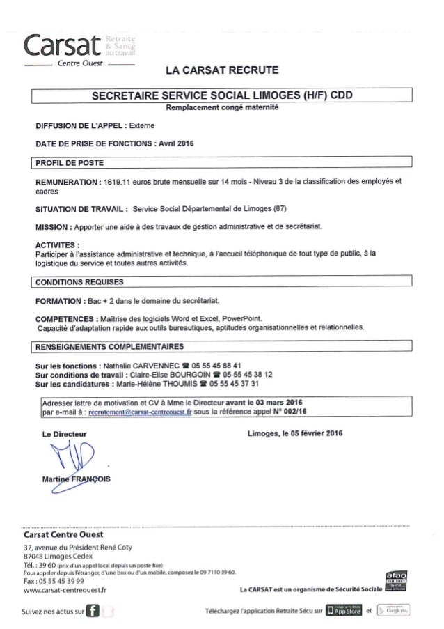 Lettre De Motivation Agent Administratif Carsat
