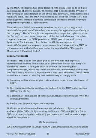 Secretarial audit - Urgent need for simplification of Form MR-3 (Part ...