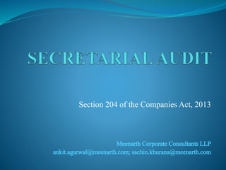 Section 204 of the Companies Act, 2013
 