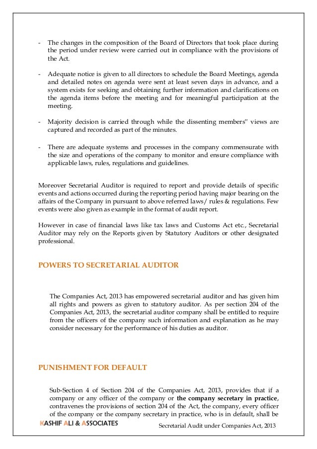 Secretarial Audit under Companies Act 2013