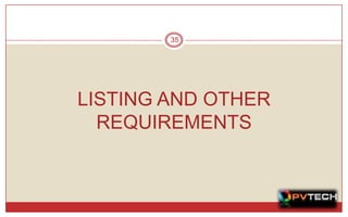 35




LISTING AND OTHER
  REQUIREMENTS
 