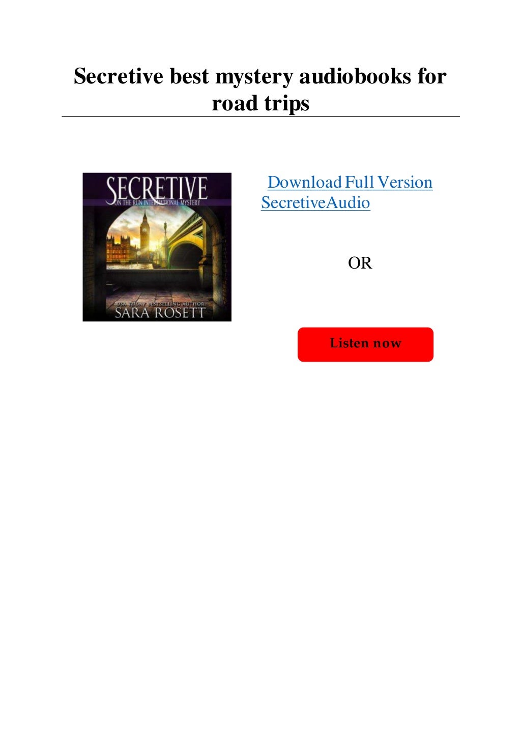 Secretive best mystery audiobooks for road trips