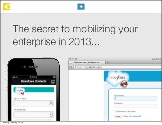 The secret to mobilizing your
enterprise in 2013...

Thursday, January 17, 13

 