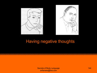 Having negative thoughts




     Secrets of Body Language   144
        arifanees@live.com
 