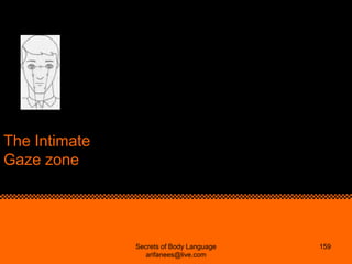 The Intimate
Gaze zone




               Secrets of Body Language   159
                  arifanees@live.com
 